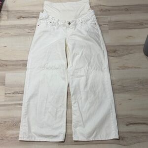 GAP Women's Maternity White Wide Leg Jeans